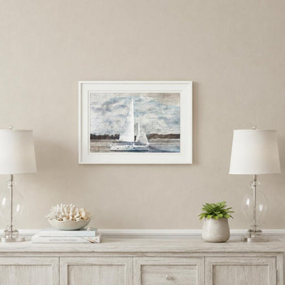 Sailboat on Water White Framed Print Wall Art HomeRoots