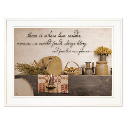 Home is Where Love Resides 1 White Framed Print Kitchen Wall Art HomeRoots
