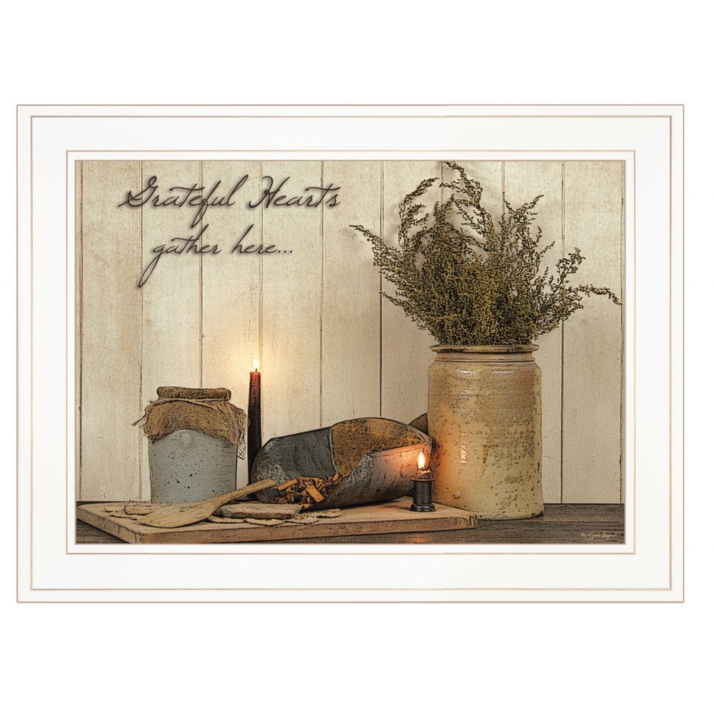 Grateful Hearts 1 White Framed Print Kitchen Wall Art HomeRoots