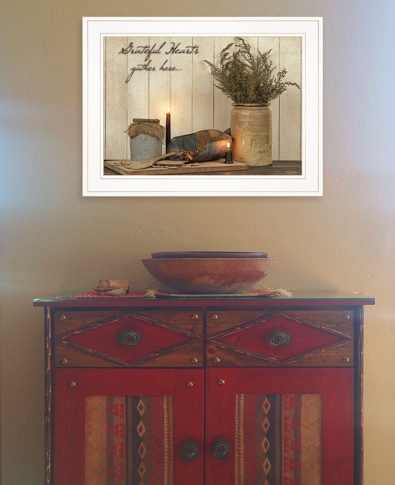 Grateful Hearts 1 White Framed Print Kitchen Wall Art HomeRoots