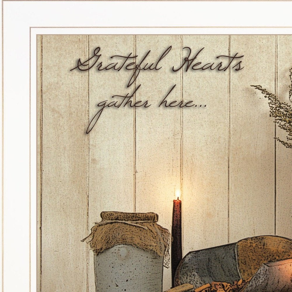 Grateful Hearts 1 White Framed Print Kitchen Wall Art HomeRoots