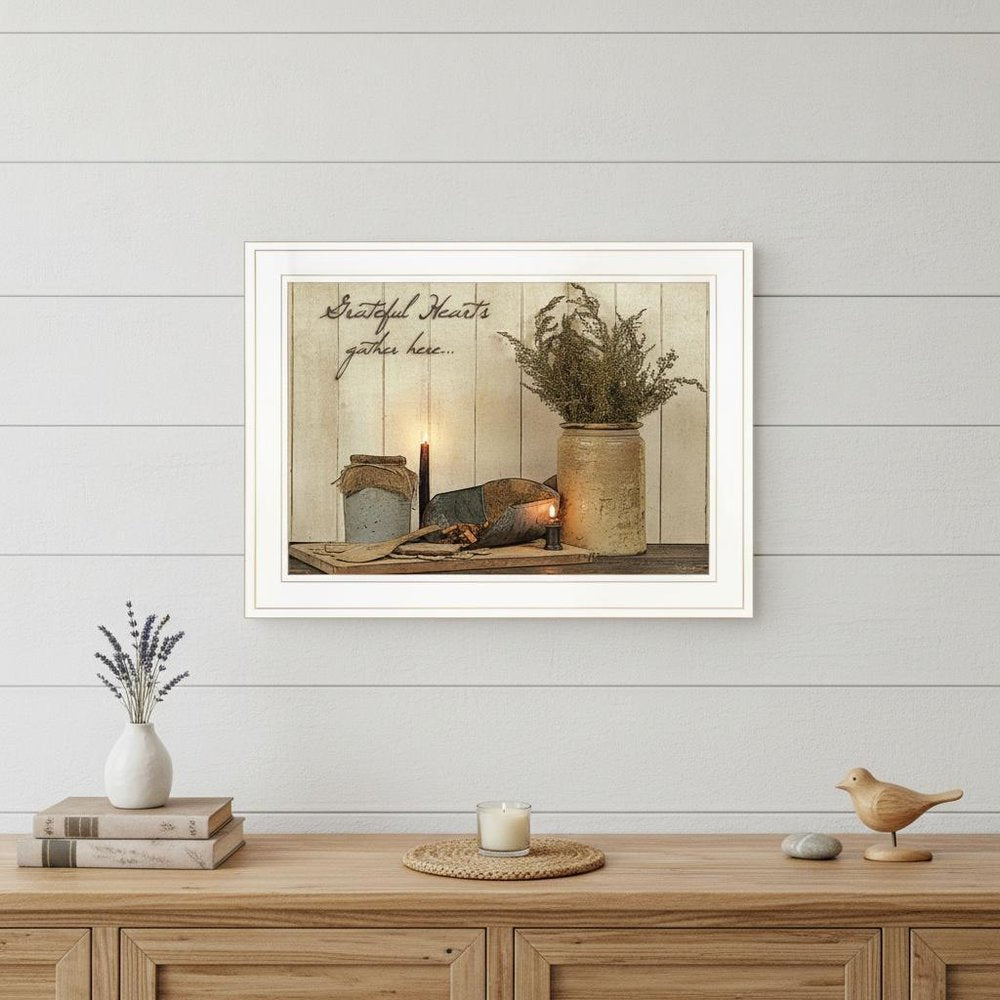 Grateful Hearts 1 White Framed Print Kitchen Wall Art HomeRoots