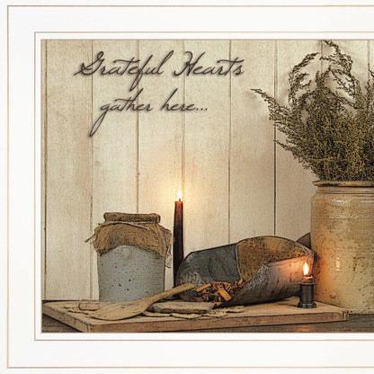 Grateful Hearts 1 White Framed Print Kitchen Wall Art HomeRoots