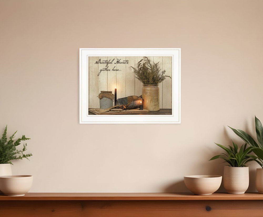 Grateful Hearts 1 White Framed Print Kitchen Wall Art HomeRoots