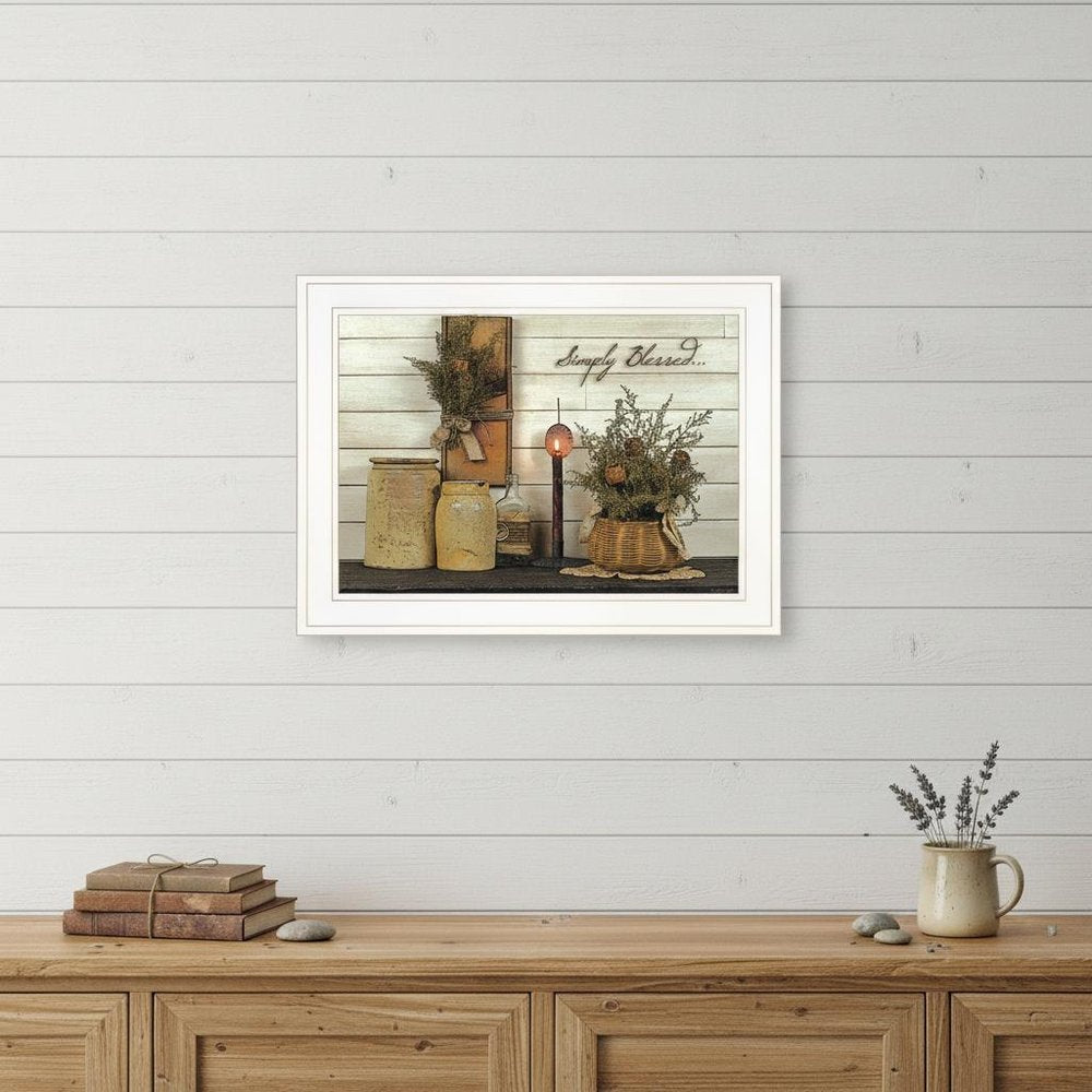 Simply Blessed 1 White Framed Print Kitchen Wall Art HomeRoots