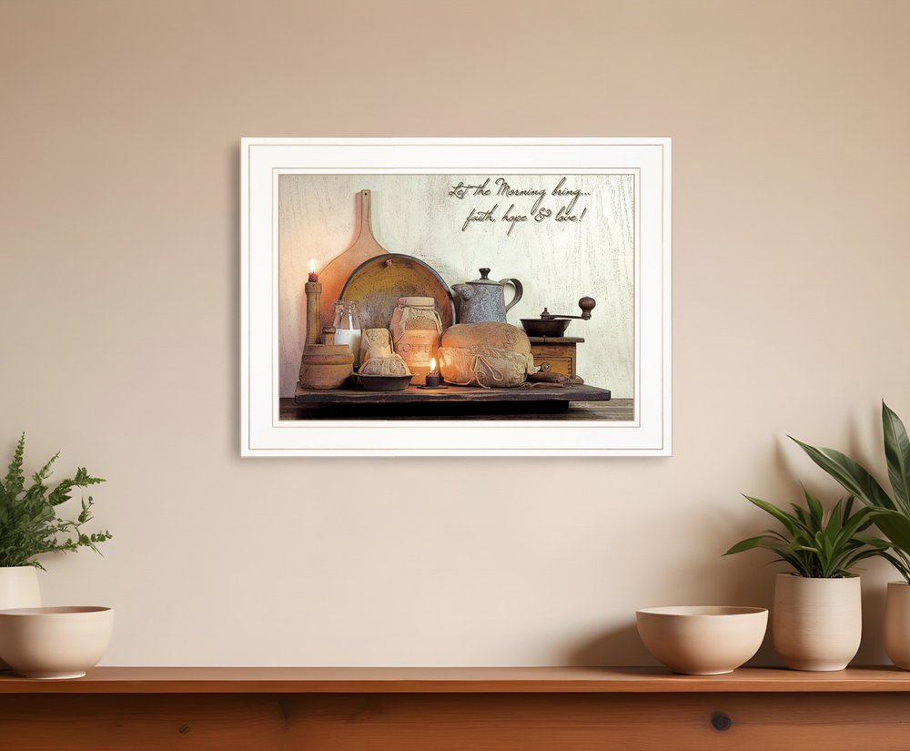 Faith Hope and Love 1 White Framed Print Kitchen Wall Art HomeRoots