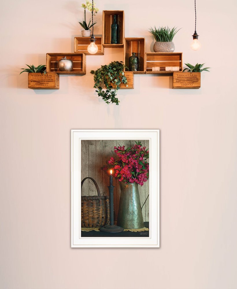 Basket and Blossoms White Framed Print Wall Art HomeRoots