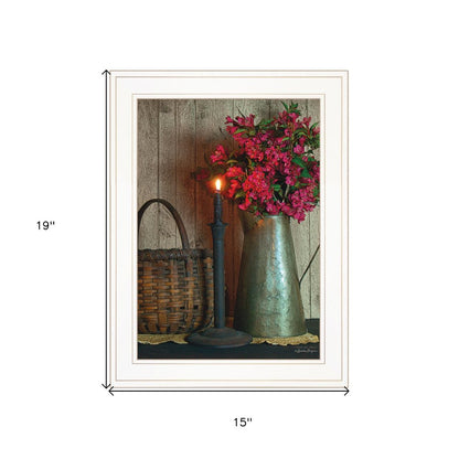 Basket and Blossoms White Framed Print Wall Art HomeRoots