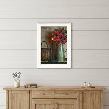 Basket and Blossoms White Framed Print Wall Art HomeRoots