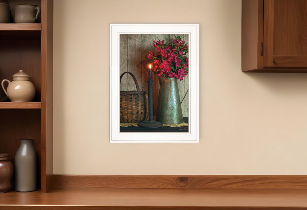 Basket and Blossoms White Framed Print Wall Art HomeRoots