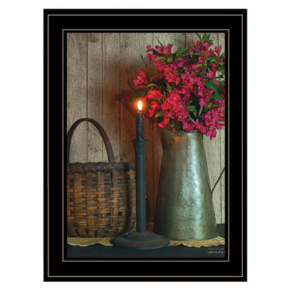 Basket and Blossoms Black Framed Print Wall Art HomeRoots