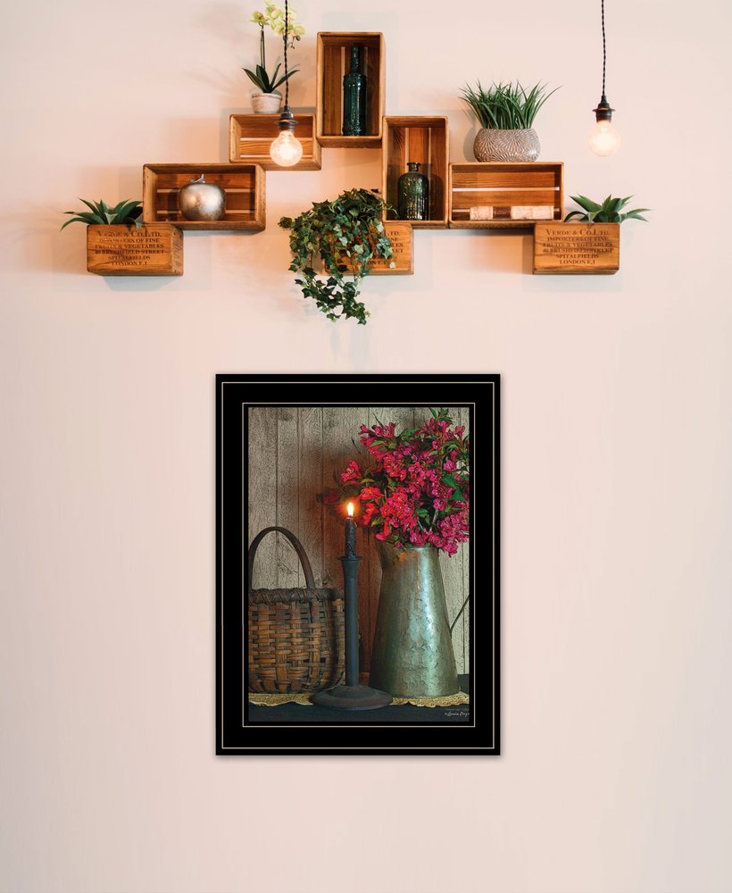 Basket and Blossoms Black Framed Print Wall Art HomeRoots
