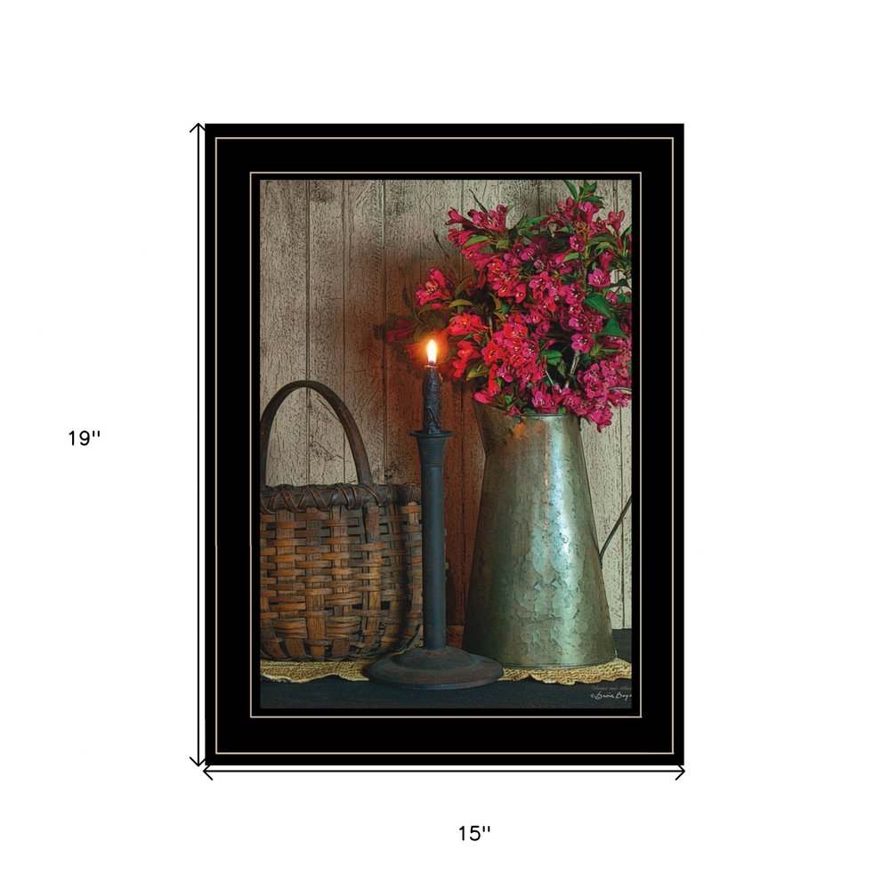Basket and Blossoms Black Framed Print Wall Art HomeRoots