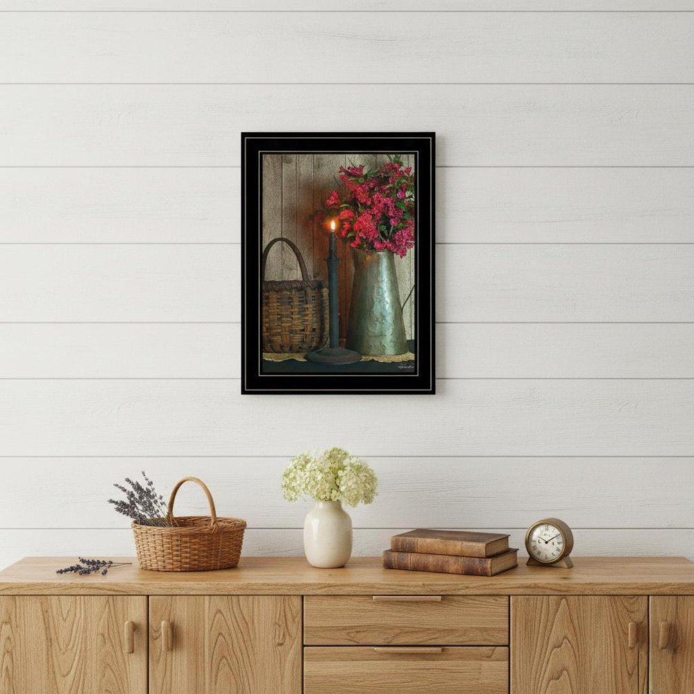 Basket and Blossoms Black Framed Print Wall Art HomeRoots