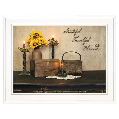 Grateful Thankful Blessing White Framed Print Wall Art HomeRoots