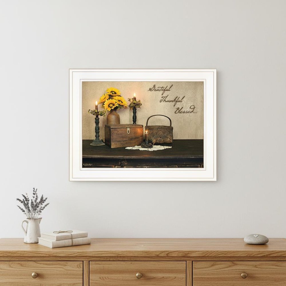 Grateful Thankful Blessing White Framed Print Wall Art HomeRoots
