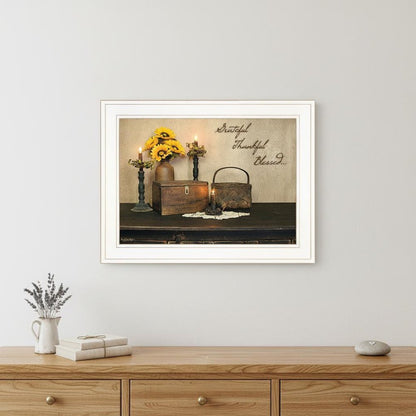 Grateful Thankful Blessing White Framed Print Wall Art HomeRoots