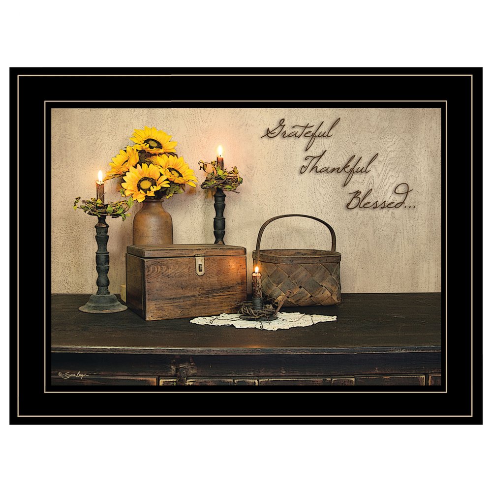 Grateful Thankful Blessing 2 Black Framed Print Wall Art HomeRoots
