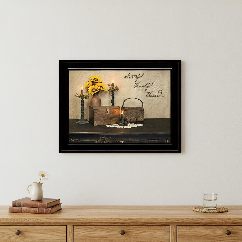 Grateful Thankful Blessing 2 Black Framed Print Wall Art HomeRoots