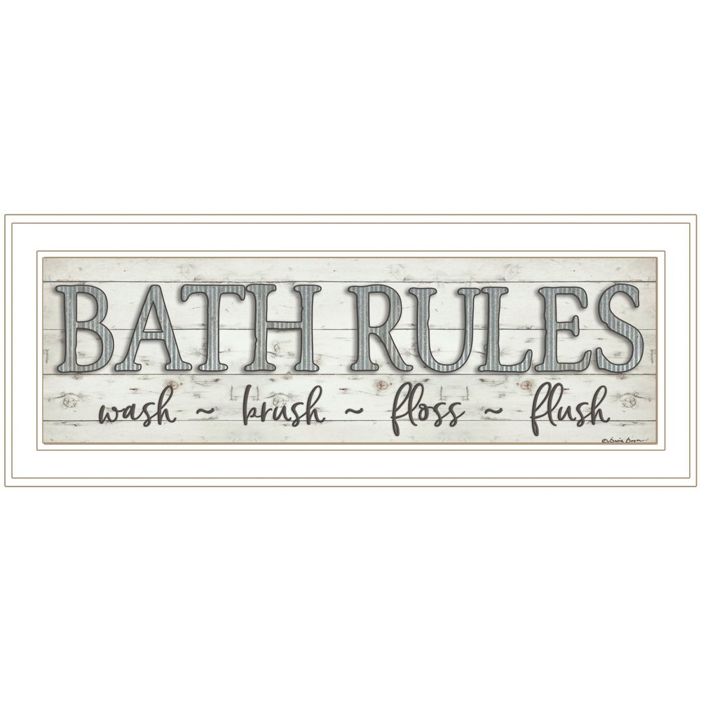 Bath Rules 1 White Framed Print Bathroom Wall Art HomeRoots