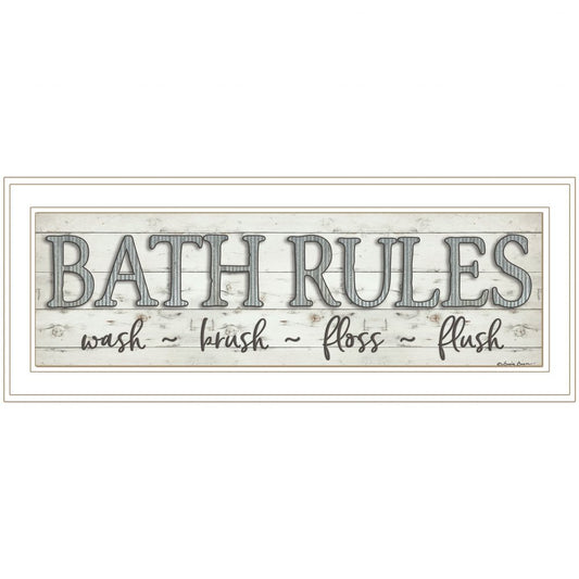 Bath Rules 1 White Framed Print Bathroom Wall Art HomeRoots