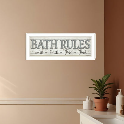 Bath Rules 1 White Framed Print Bathroom Wall Art HomeRoots
