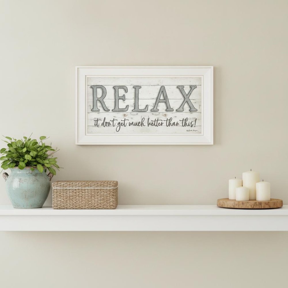 Relax 3 White Framed Print Bathroom Wall Art HomeRoots