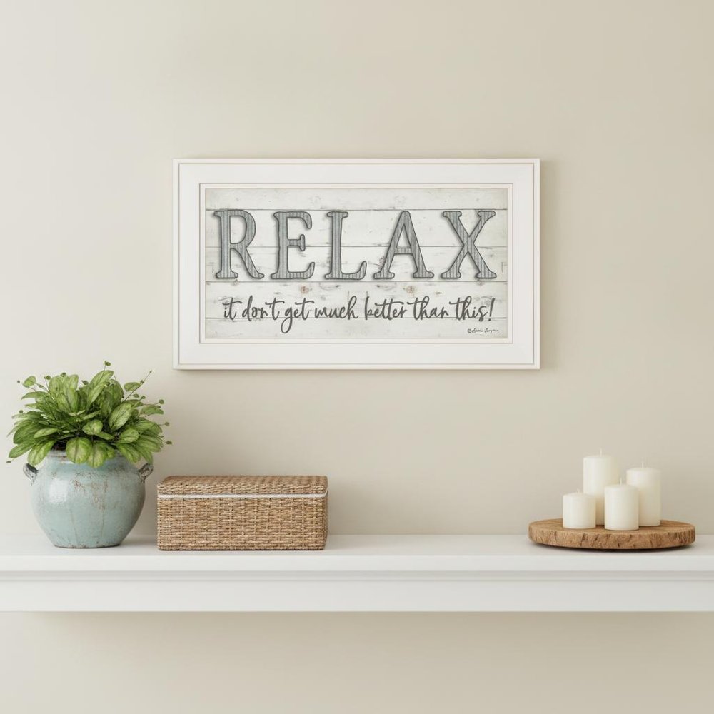 Relax 3 White Framed Print Bathroom Wall Art HomeRoots