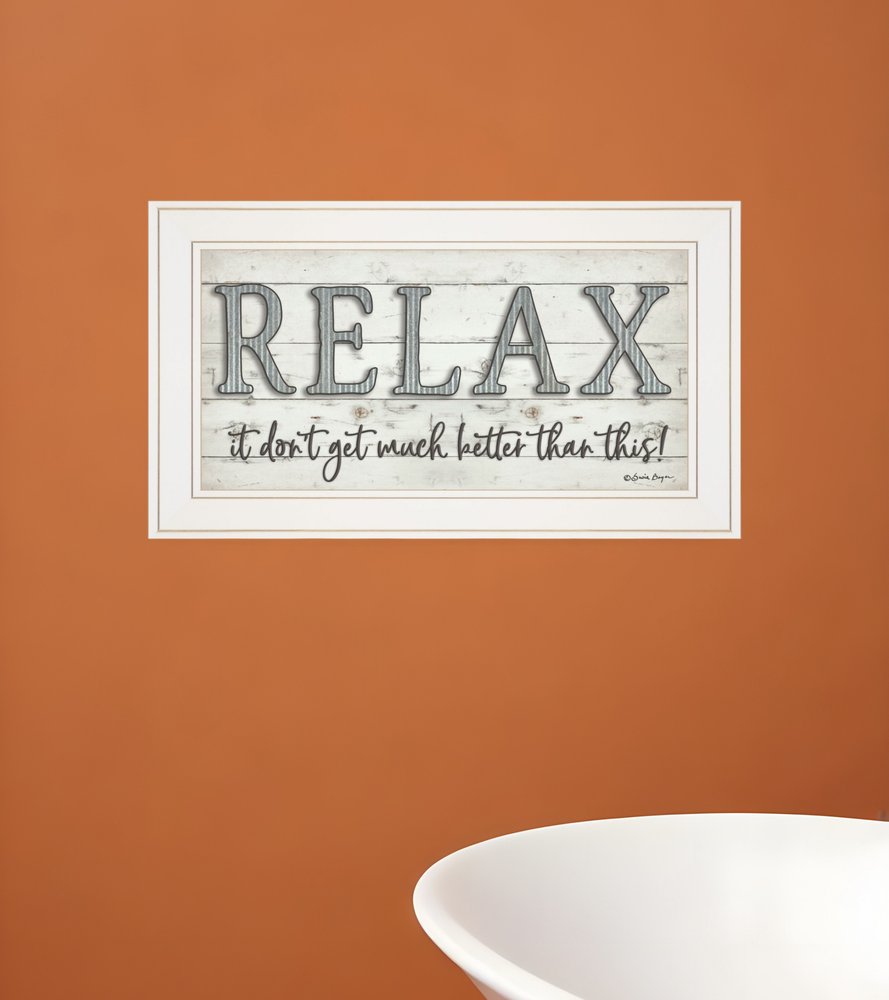 Relax 3 White Framed Print Bathroom Wall Art HomeRoots