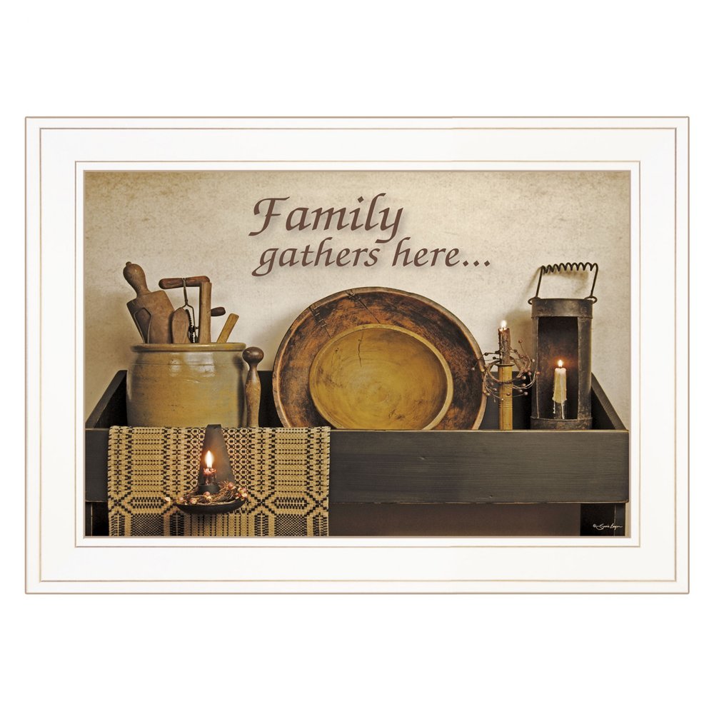 Family Gather Here 2 White Framed Print Kitchen Wall Art HomeRoots