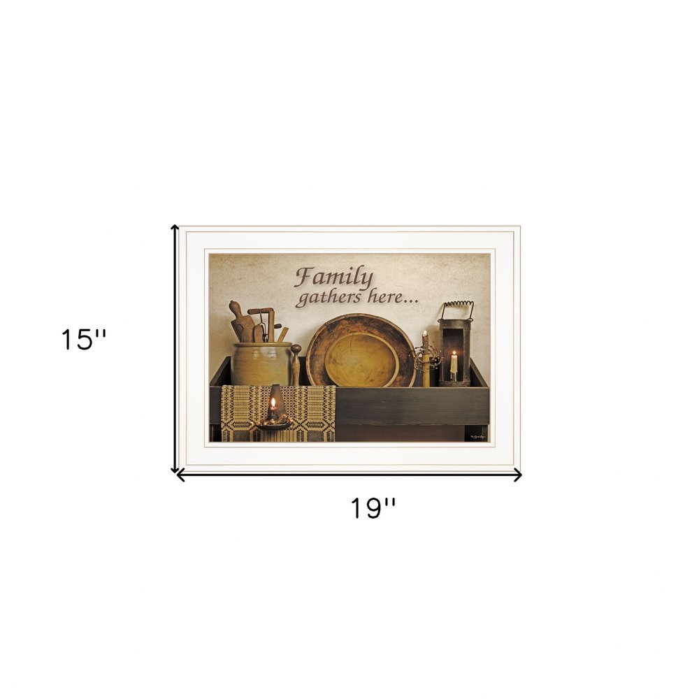 Family Gather Here 2 White Framed Print Kitchen Wall Art HomeRoots