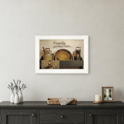 Family Gather Here 2 White Framed Print Kitchen Wall Art HomeRoots