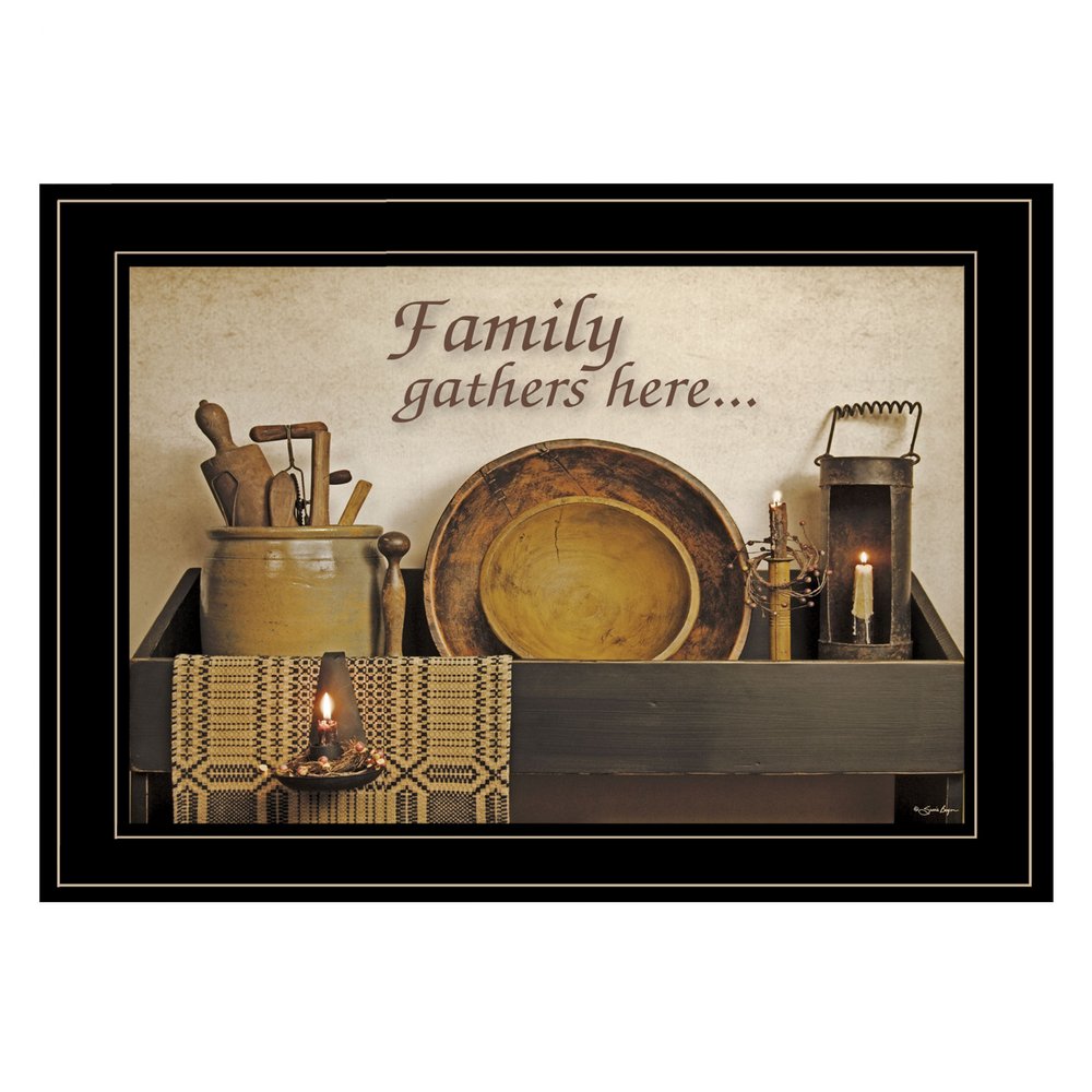 Family Gather Here 3 Black Framed Print Kitchen Wall Art HomeRoots
