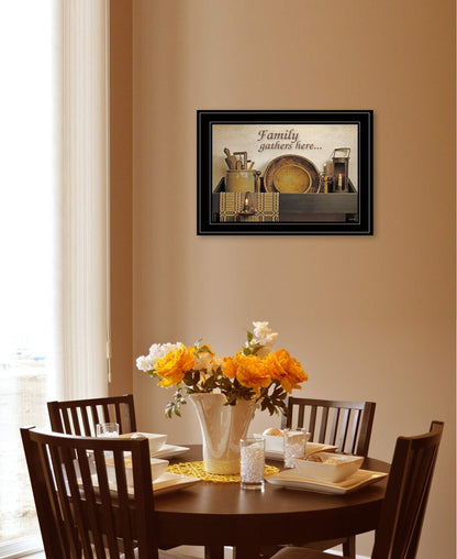 Family Gather Here 3 Black Framed Print Kitchen Wall Art HomeRoots