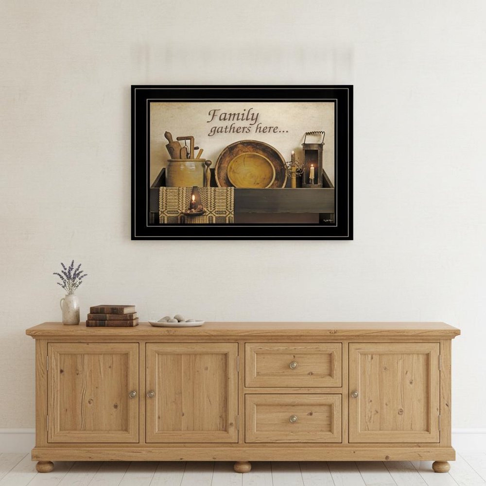 Family Gather Here 3 Black Framed Print Kitchen Wall Art HomeRoots