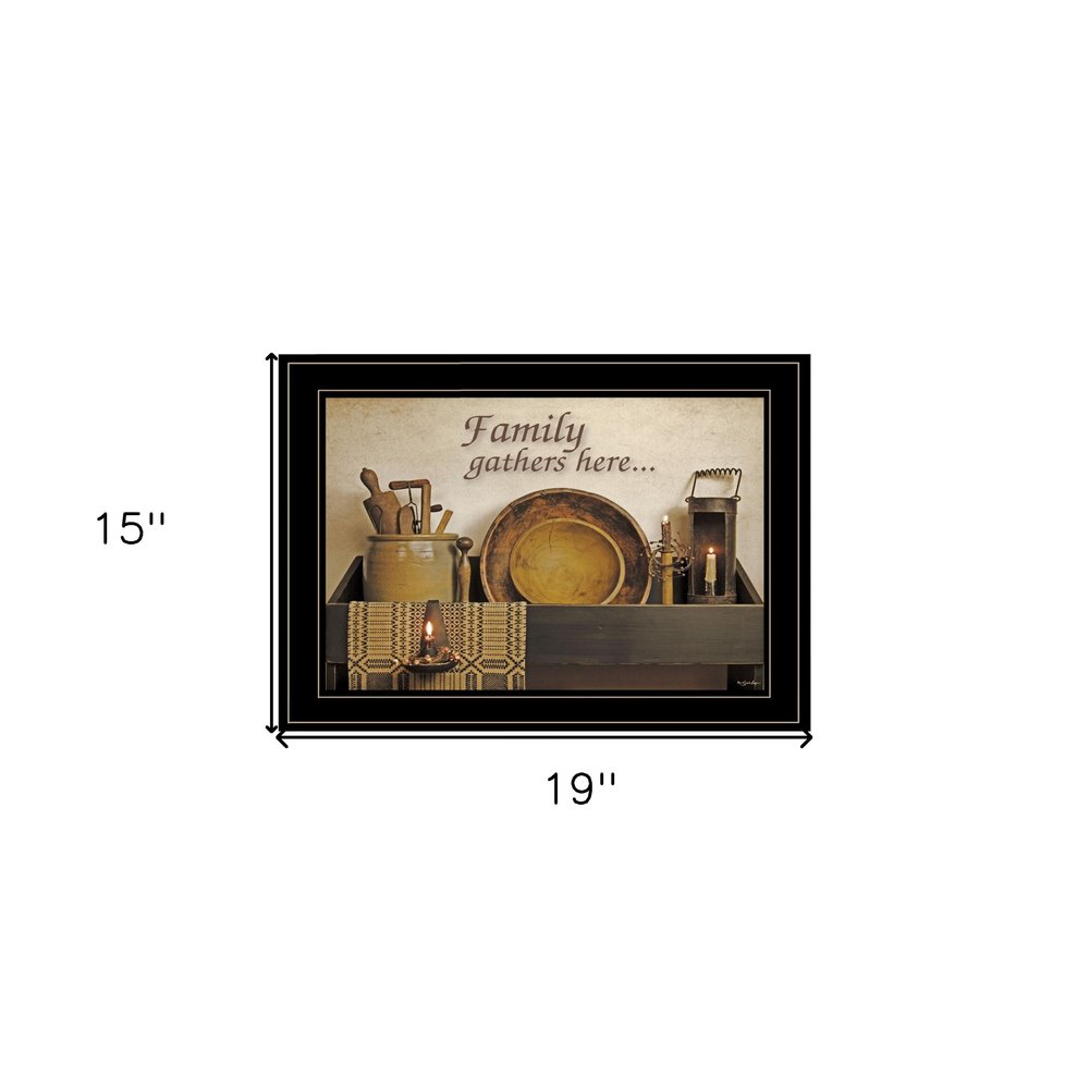 Family Gather Here 3 Black Framed Print Kitchen Wall Art HomeRoots