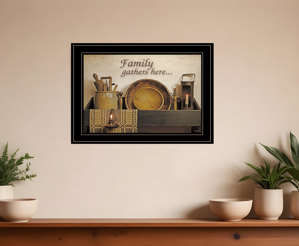 Family Gather Here 3 Black Framed Print Kitchen Wall Art HomeRoots