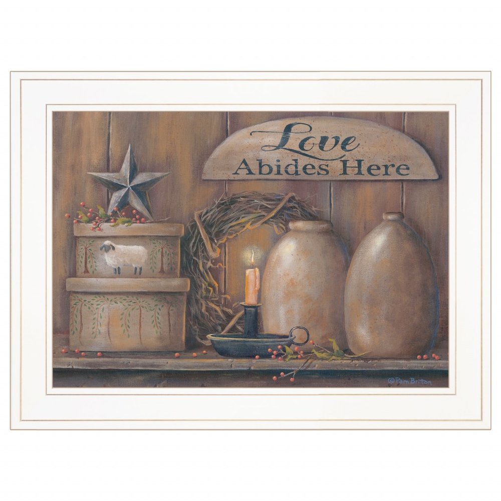 Love Abides Here Shelf 2 White Framed Print Wall Art HomeRoots