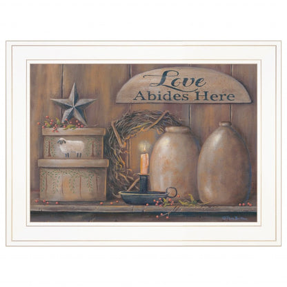 Love Abides Here Shelf 2 White Framed Print Wall Art HomeRoots