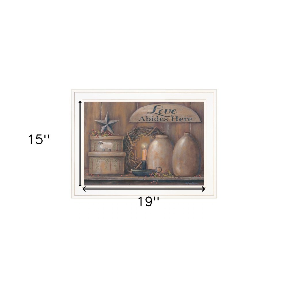 Love Abides Here Shelf 2 White Framed Print Wall Art HomeRoots