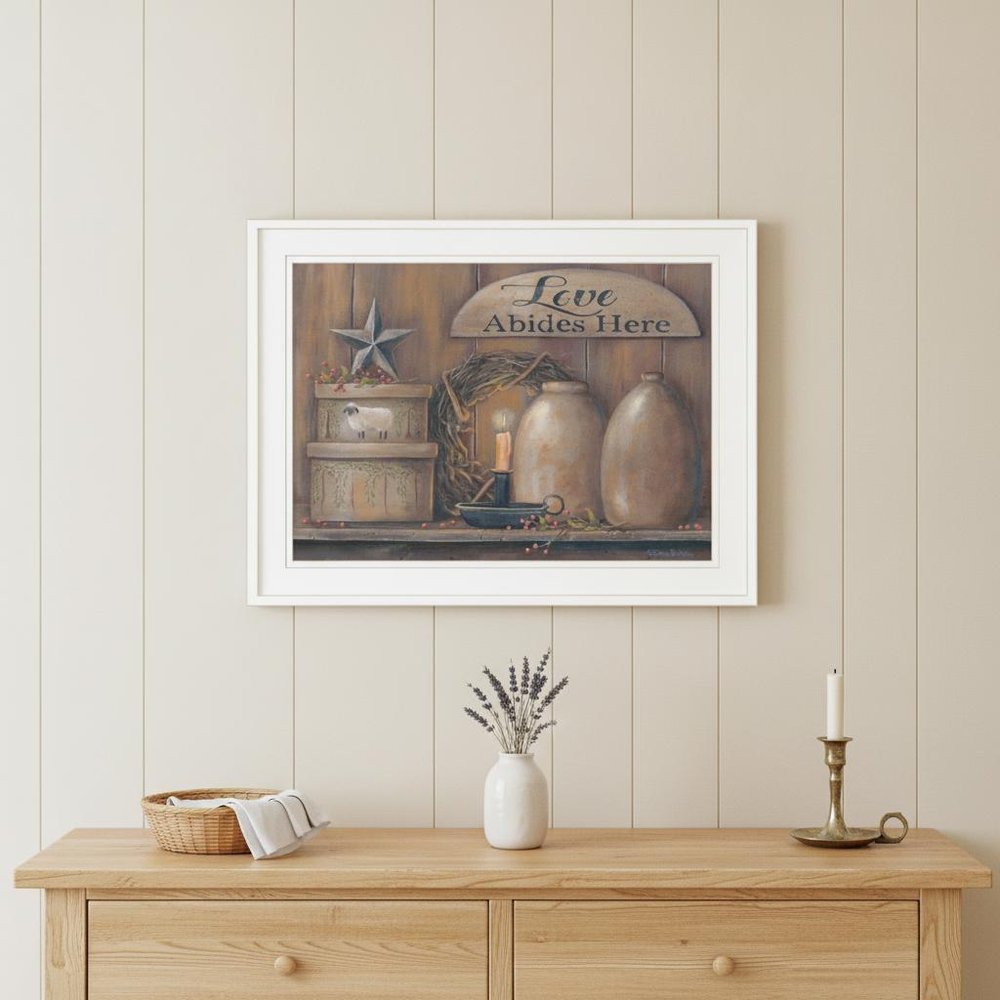 Love Abides Here Shelf 2 White Framed Print Wall Art HomeRoots