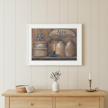 Love Abides Here Shelf 2 White Framed Print Wall Art HomeRoots
