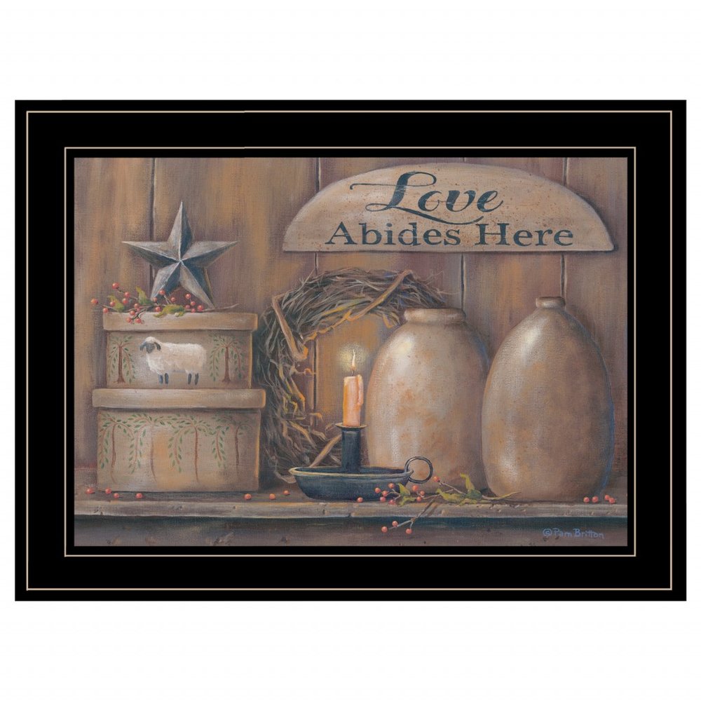 Love Abides Here Shelf 3 Black Framed Print Wall Art HomeRoots