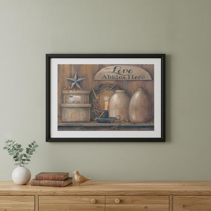 Love Abides Here Shelf 3 Black Framed Print Wall Art HomeRoots