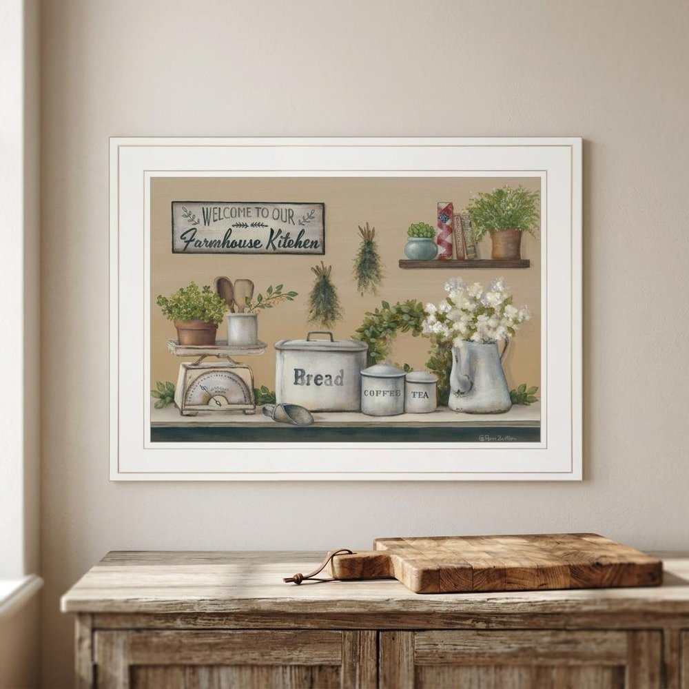 Garden Farmhouse Kitchen White Framed Print Kitchen Wall Art HomeRoots