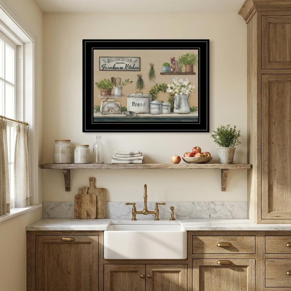 Garden Farmhouse Kitchen Black Framed Print Kitchen Wall Art HomeRoots