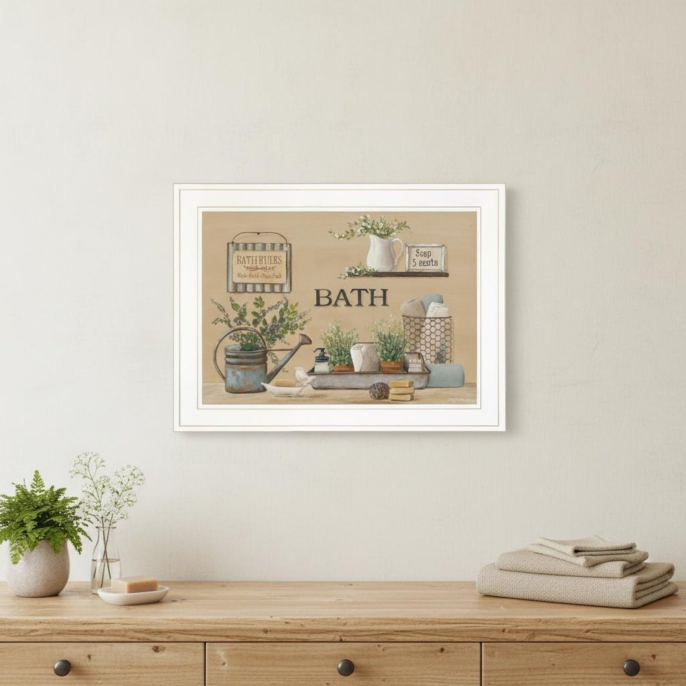 Farmhouse Bath White Framed Print Bathroom Wall Art HomeRoots