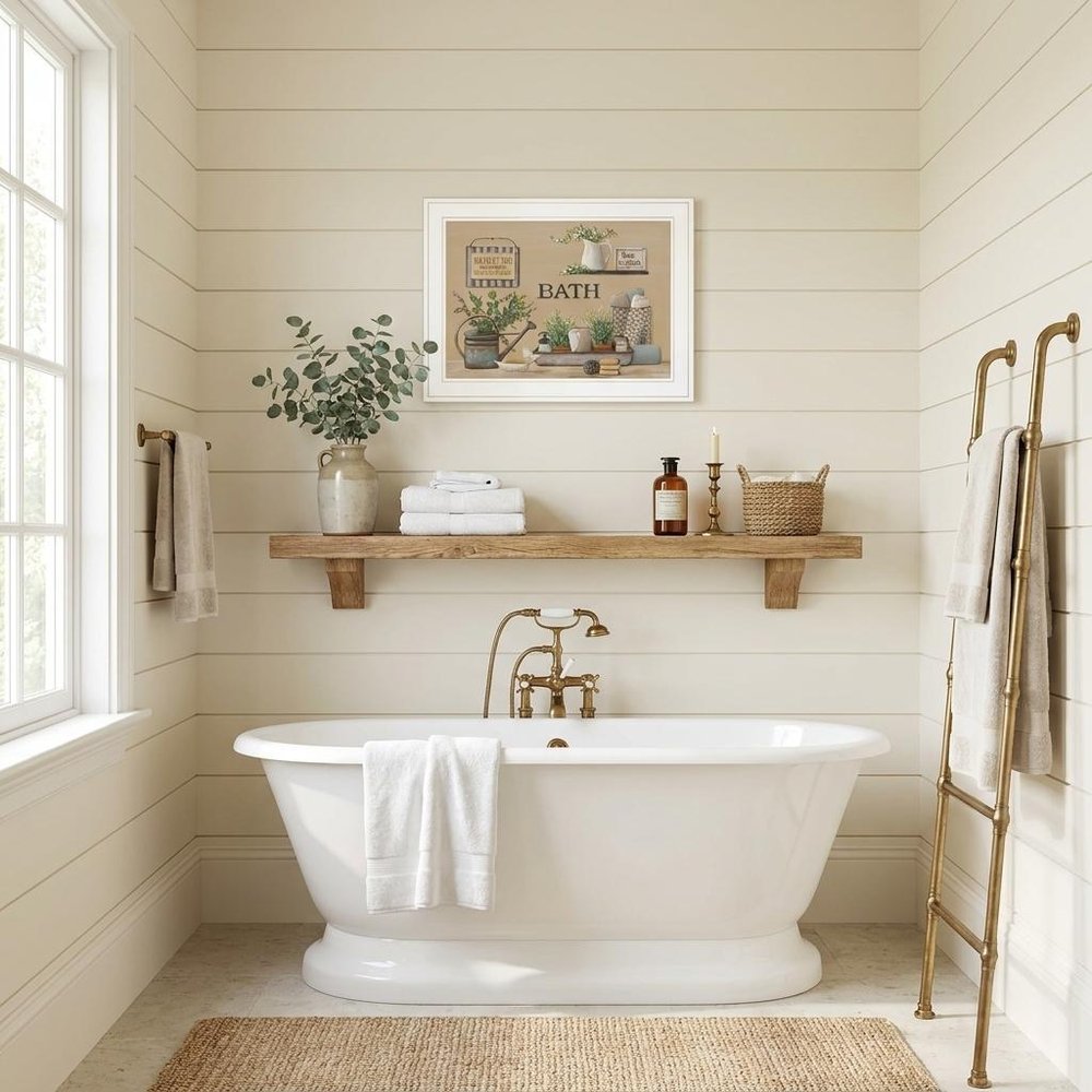 Farmhouse Bath White Framed Print Bathroom Wall Art HomeRoots