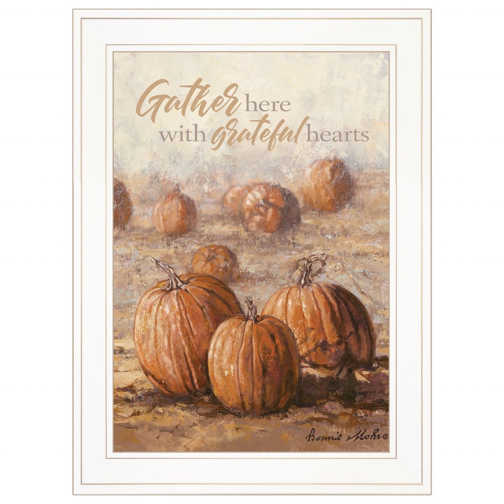 Gather Here with Grateful Hearts 1 White Framed Print Wall Art HomeRoots