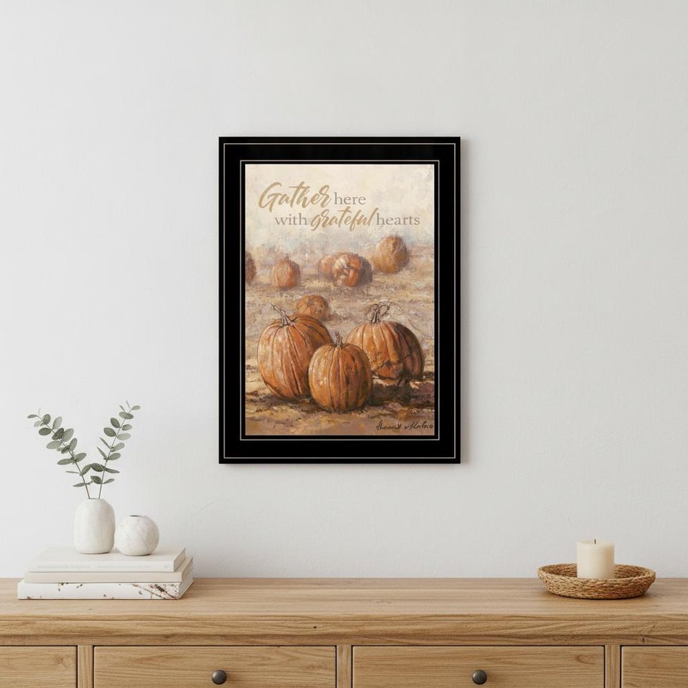 Gather Here with Grateful Hearts 2 Black Framed Print Wall Art HomeRoots